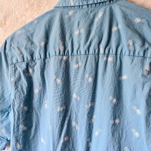 George Men's Casual Short Sleeve Light Blue Button Down Pineapple Accents Size S - Picture 8 of 8